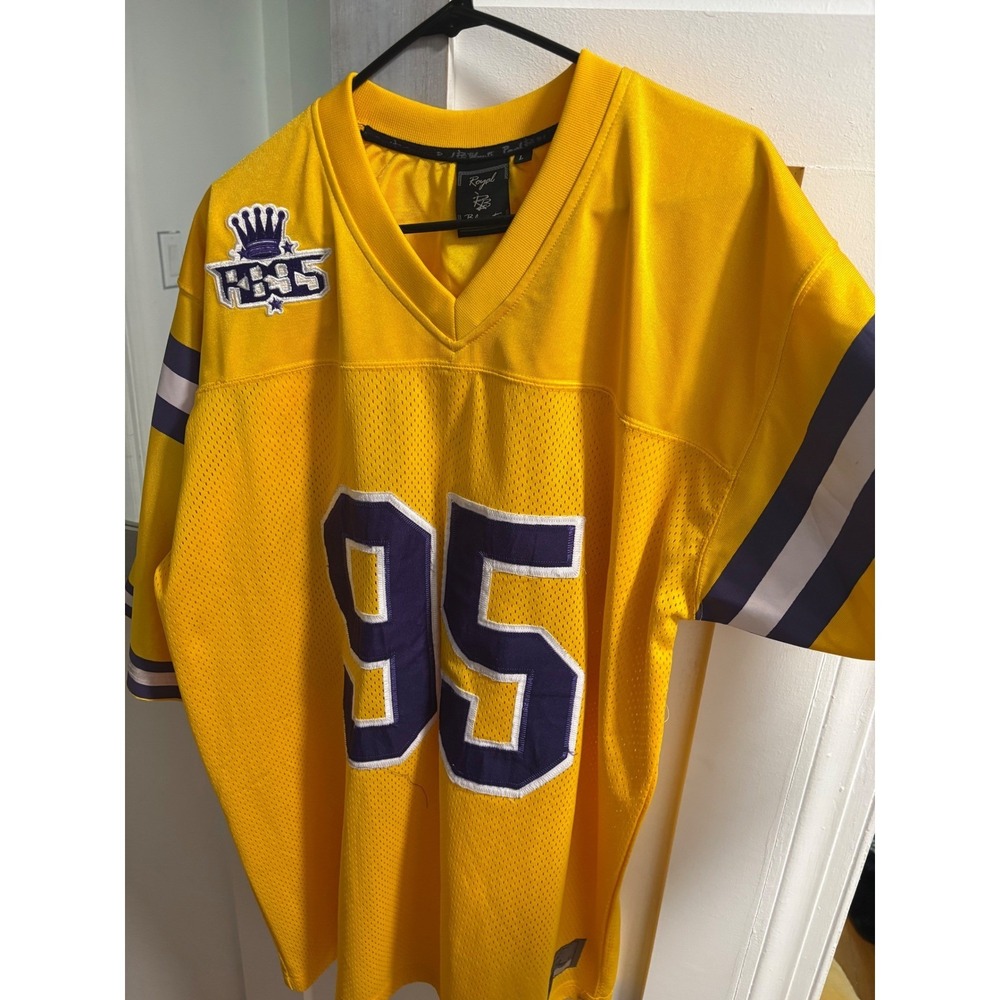 Royal Blunts Football Jersey 95 Yellow Purple Mesh Streetwear Mens Large L